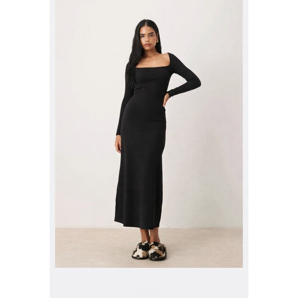 Offline Aerie Real Me XTRA‎ Night Out Black Maxi Dress L Stretch Closet Staple